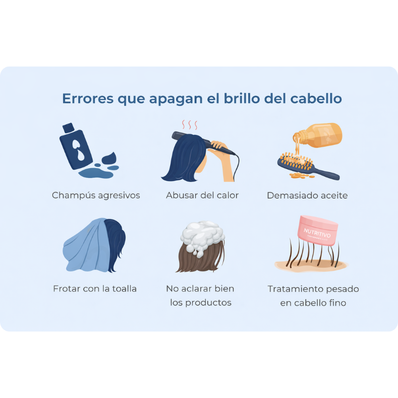 errores que provocan cabello sin brillo y seco