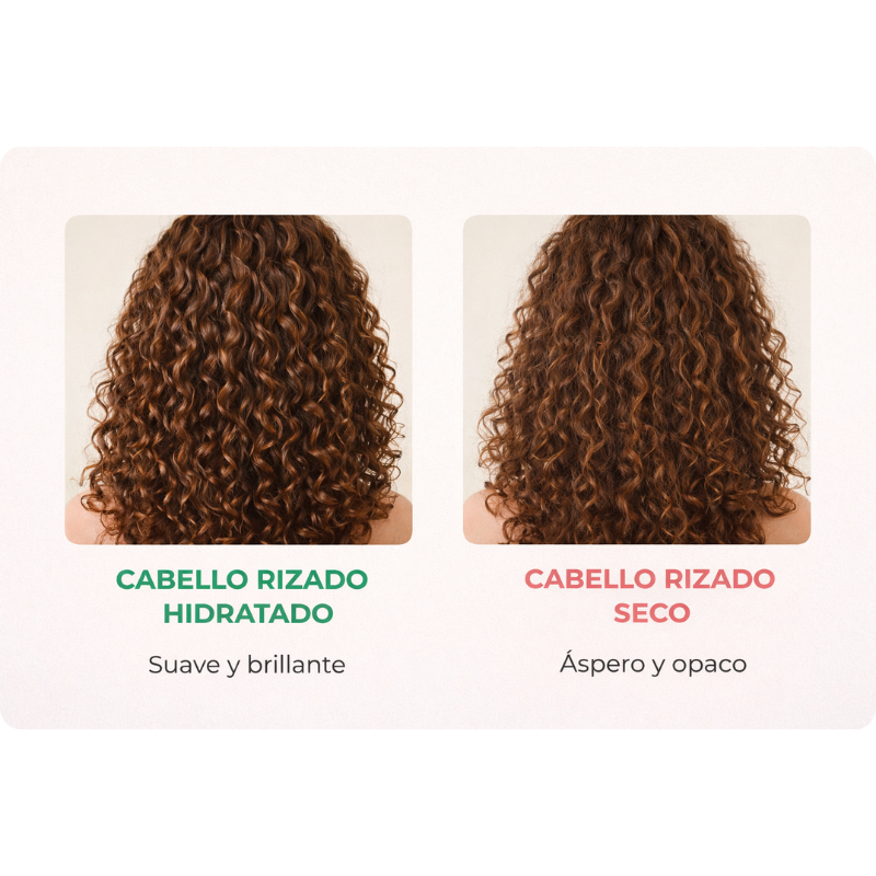 comparación pelo rizado seco y hidratado